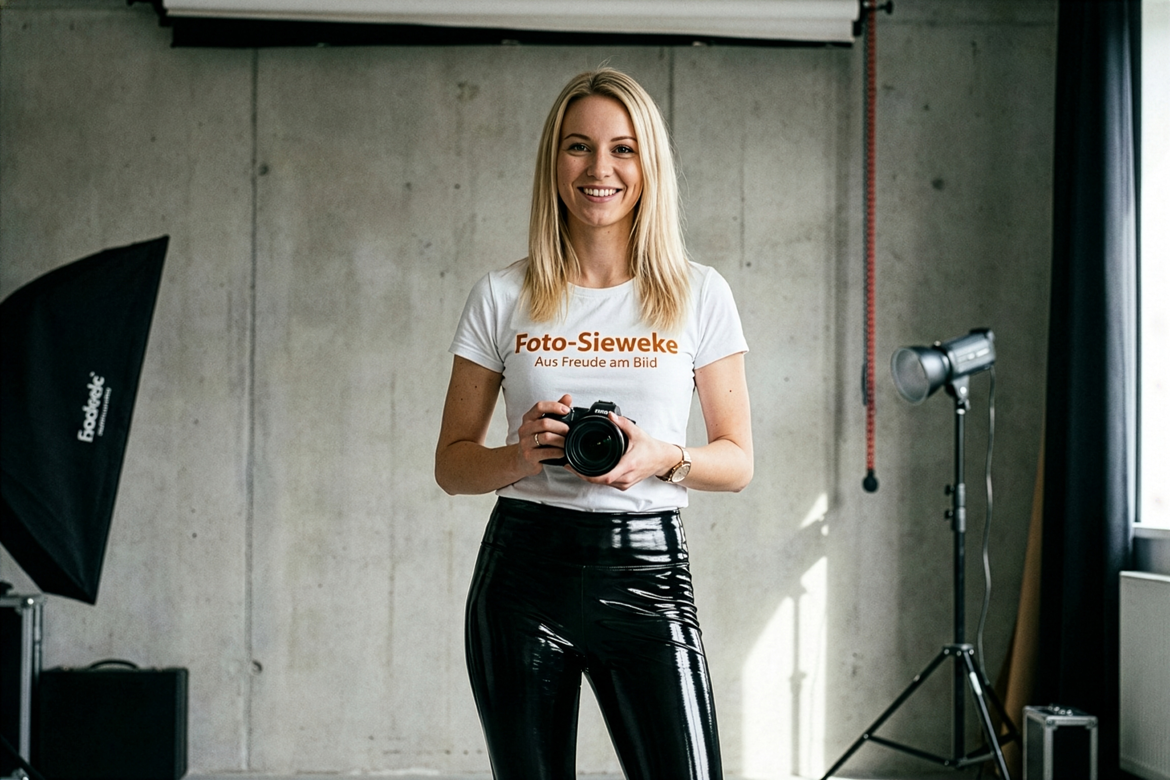 Studio neutral mit Werbeshirt